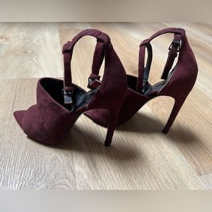 ALEXANDER WANG. Women’s Genuine Suede Strappy High Heeled Shoes in Burgundy
